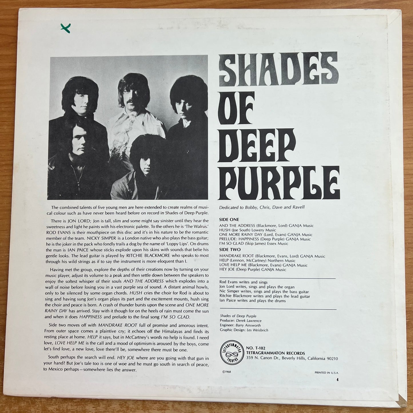 Deep Purple - Shades Of Deep Purple / 1. US-Press. 1968 (M-/VG+)