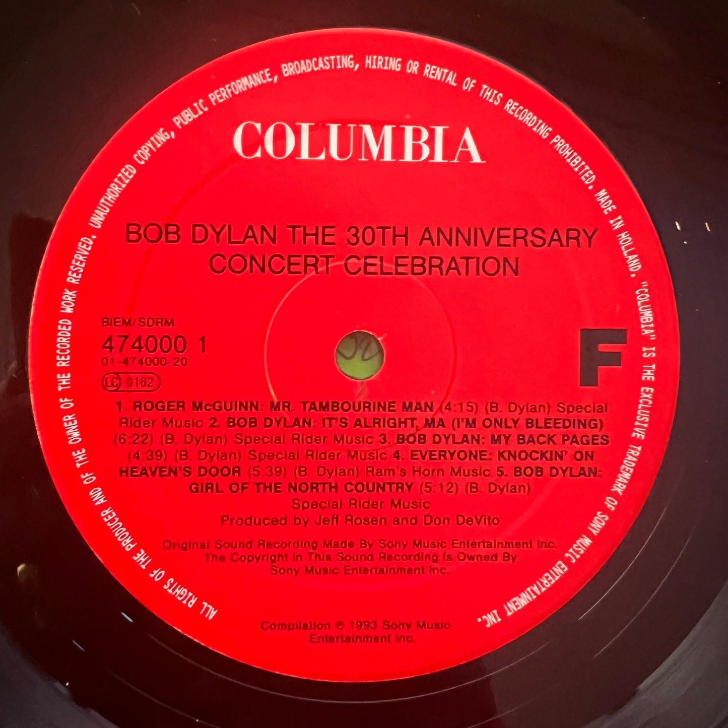 Bob Dylan - Le concert du 30e anniversaire.../3 LP - 1ère édition européenne. 1993 - (M-/M-)