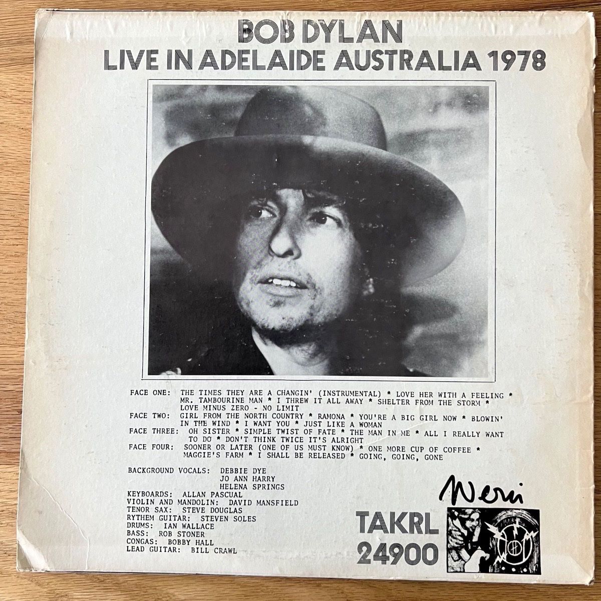 Bob Dylan - Live In Adelaide Australia 1978 / 2 LPs - US Press. 1978 - (VG++/VG+)