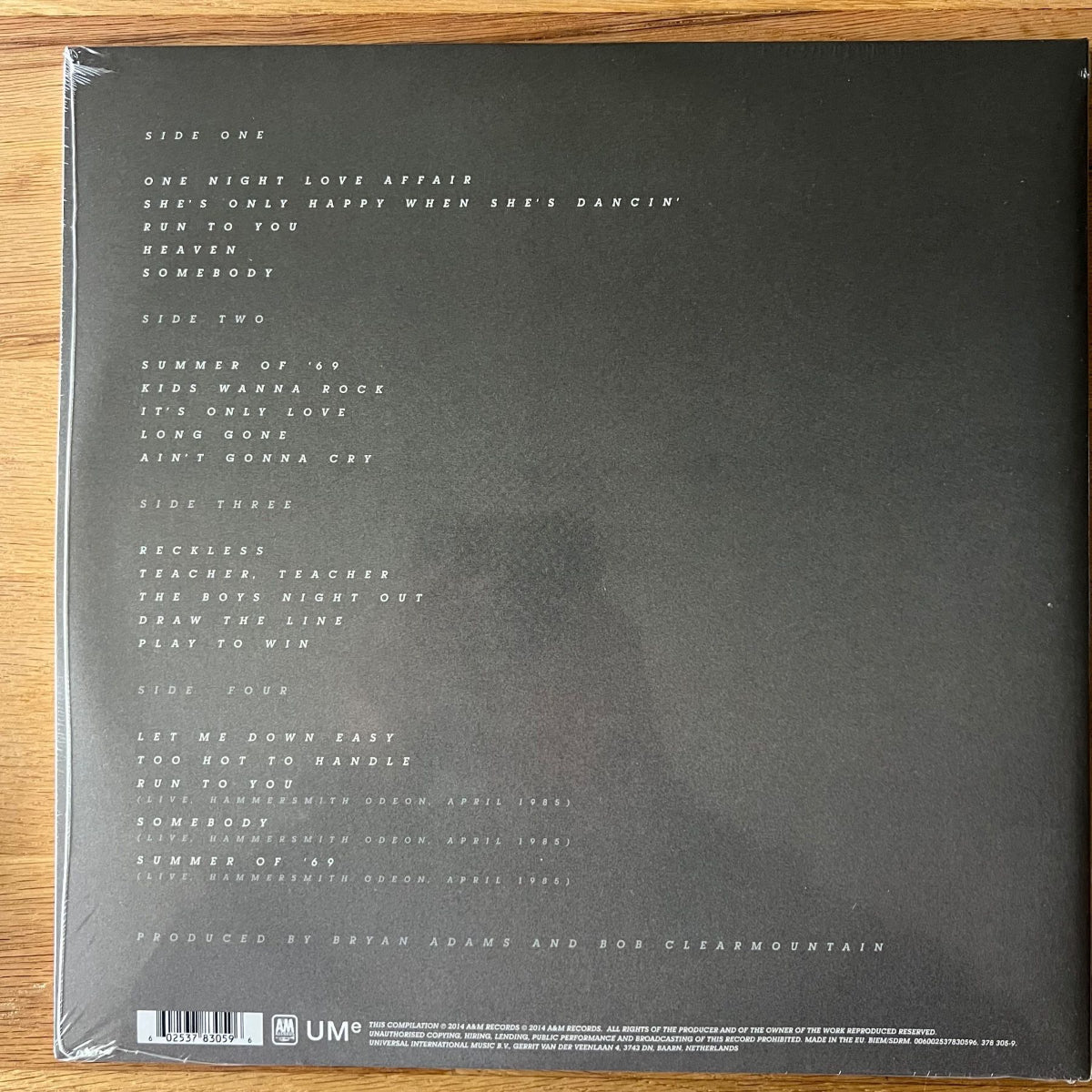Bryan Adams - Reckless / 2 LP - EU Press. 2014 - 180gr. Vinyl & MP3 (Mint/Mint Sealed)