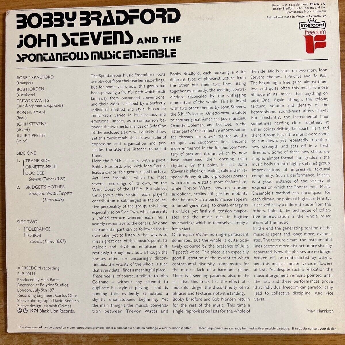 Bobby Bradford With John Stevens & The Spontaneous Music Ensemble - Same / 1. D-Press. 1974 - (M-/M-)