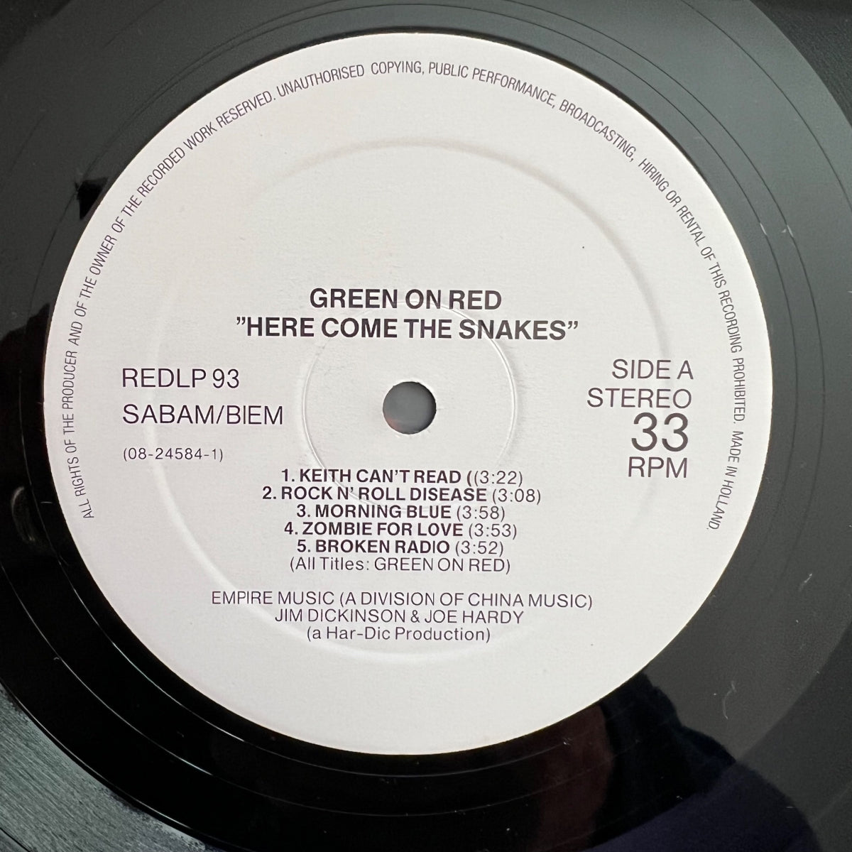 Green On Red - Here Comes The Snakes / 1. NL-Press. 1988 - (M-/M-)