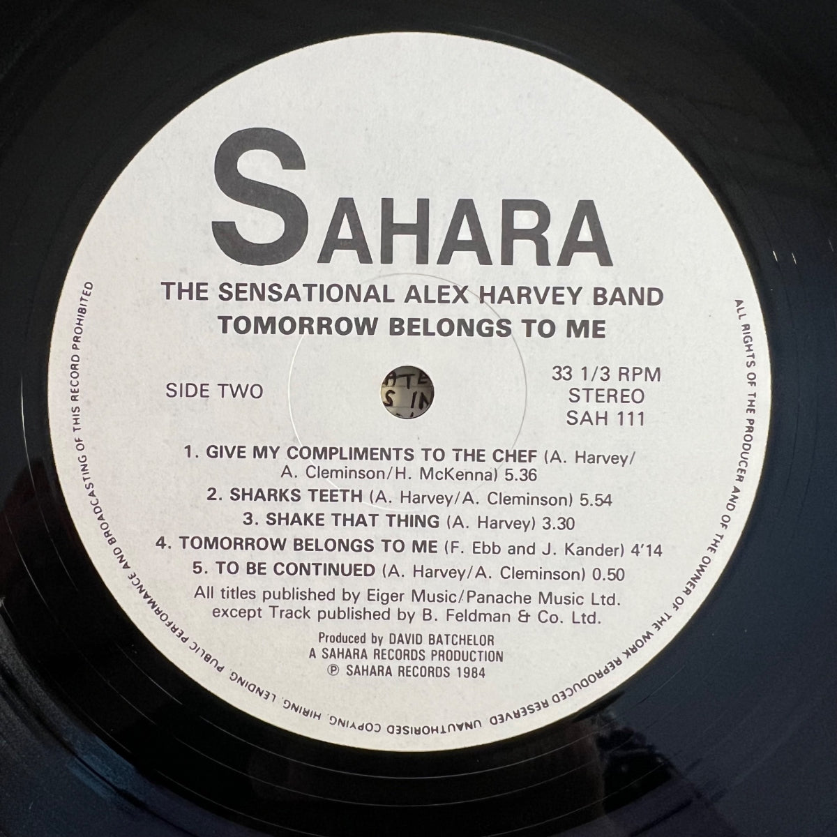 Sensational Alex Harvey Band - Tomorrow Belongs To Me / Pressage britannique. 1984 - (VG++/VG++)
