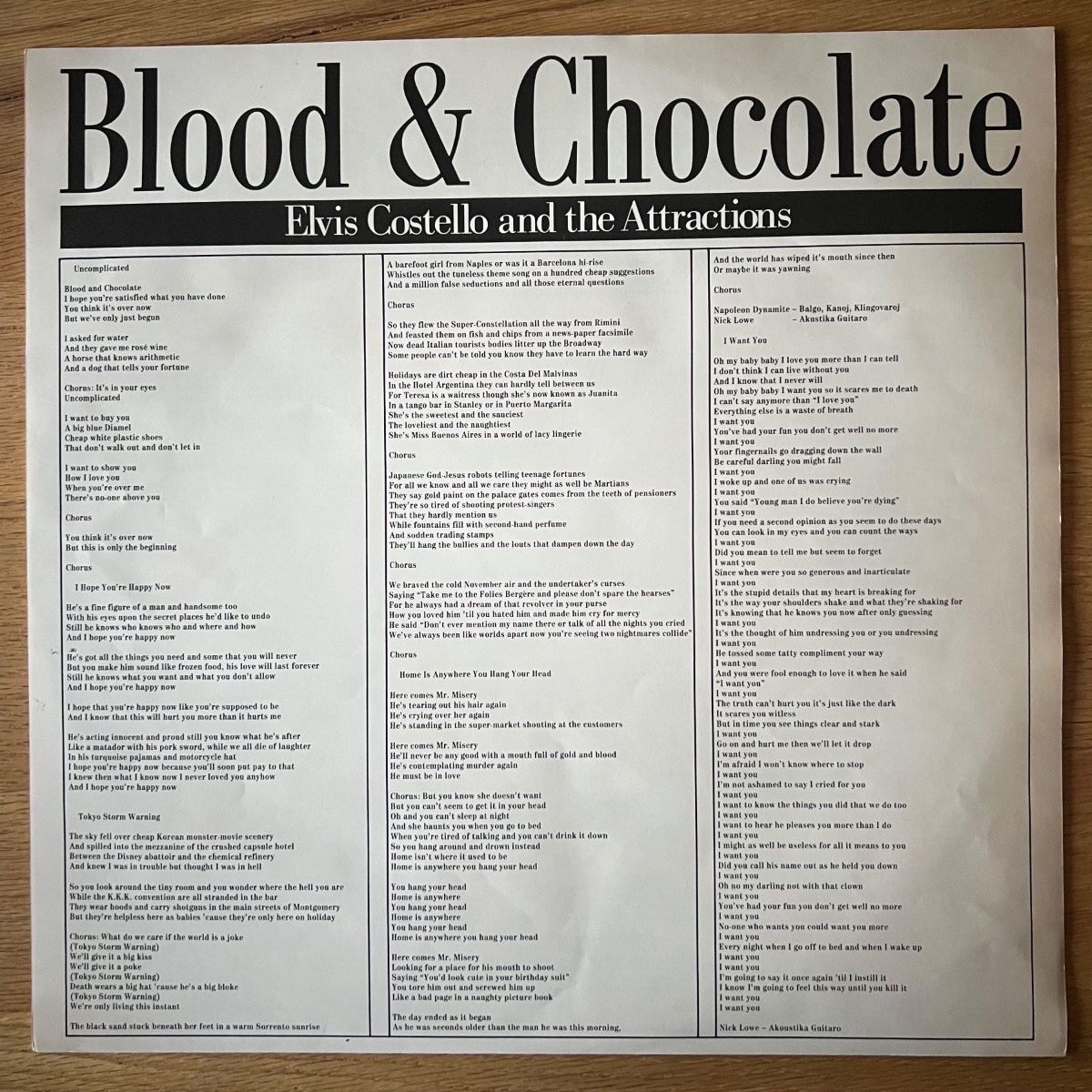 Elvis Costello & The Attractions - Blood & Chocolate / 1. D-Press. 1986 - White Vinyl - (M-/M-)