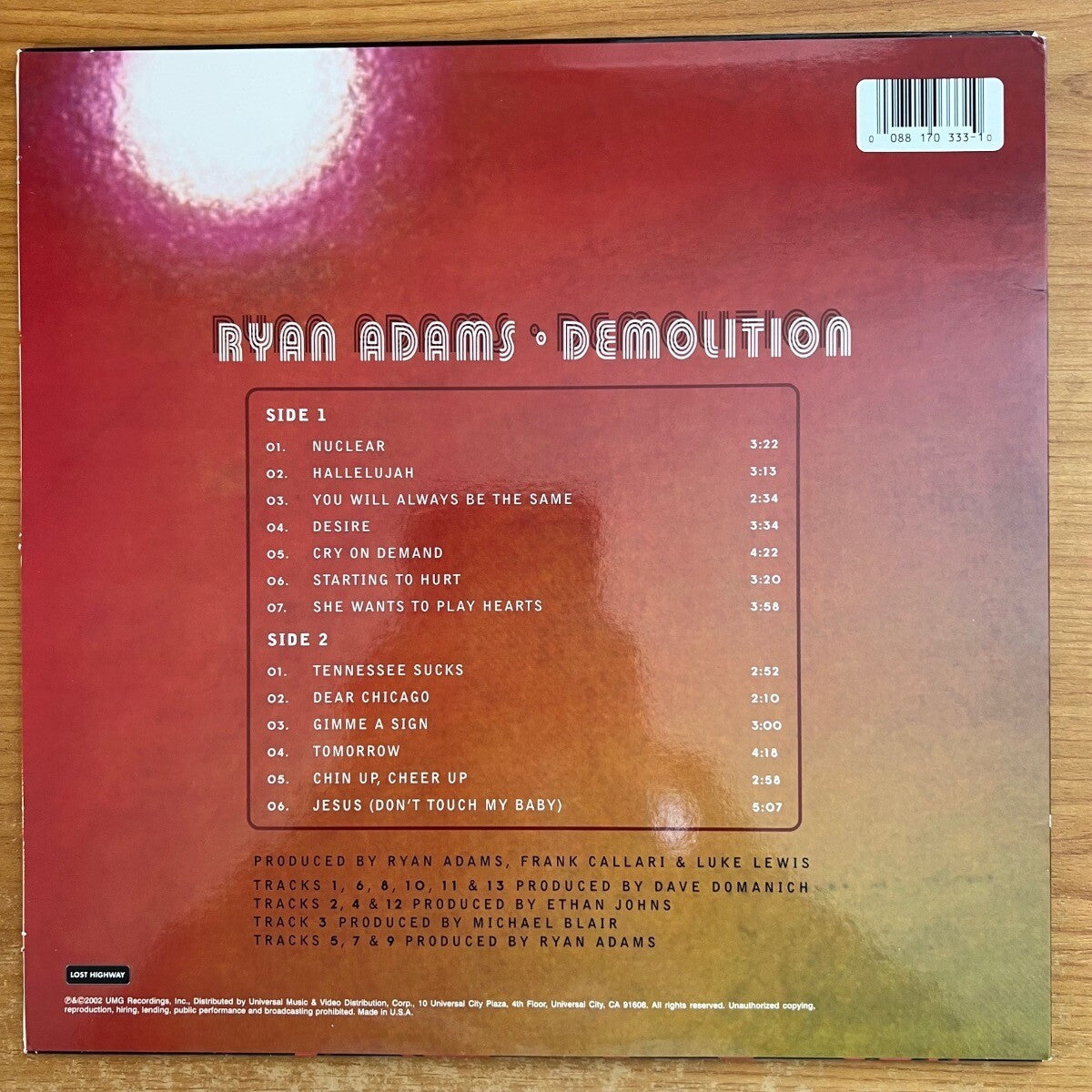 Ryan Adams - Demolition LP / 1st US pressing 2002 - (M-/M-)