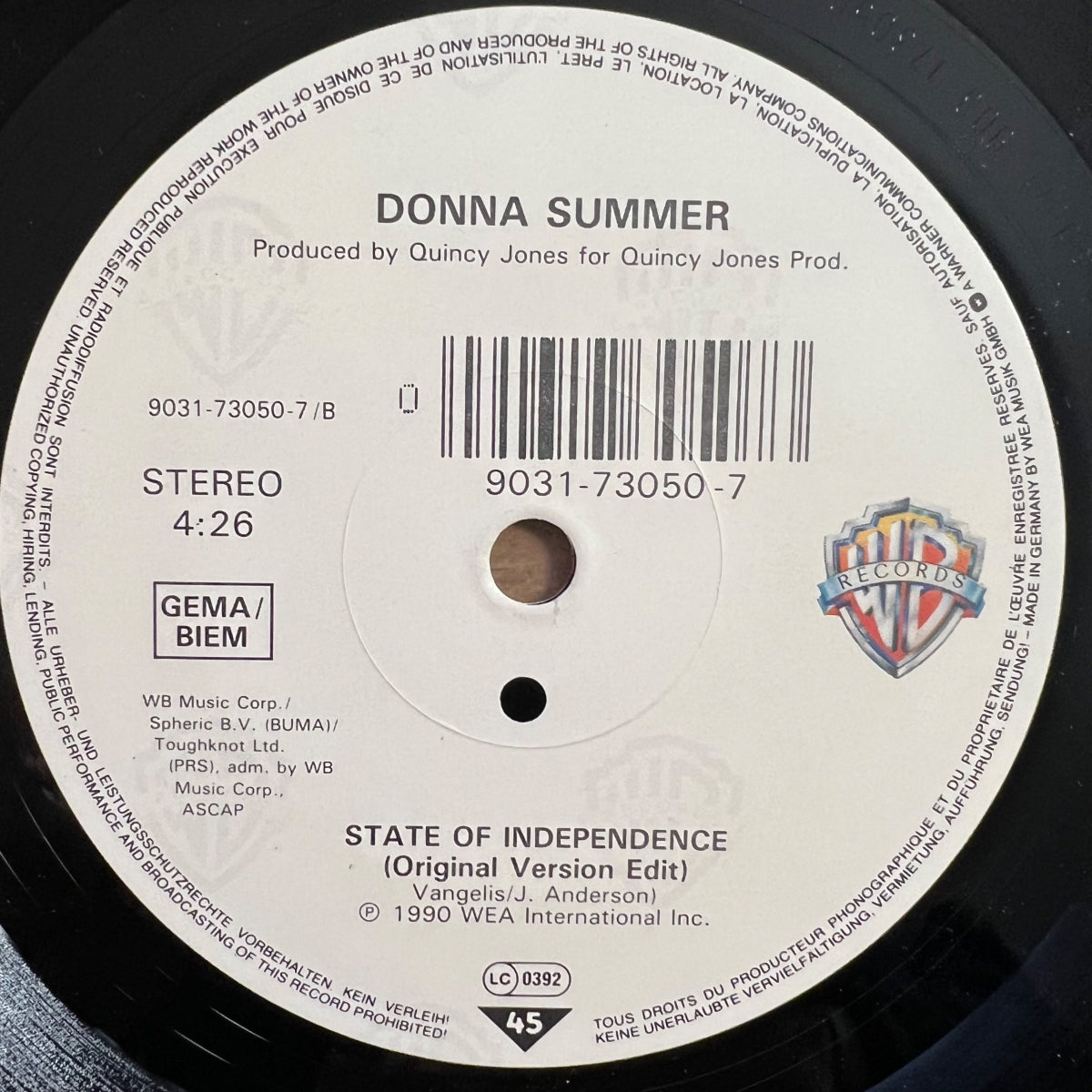 Donna Summer - State Of Independence / EU-Press. 1990 - (M-/M-)