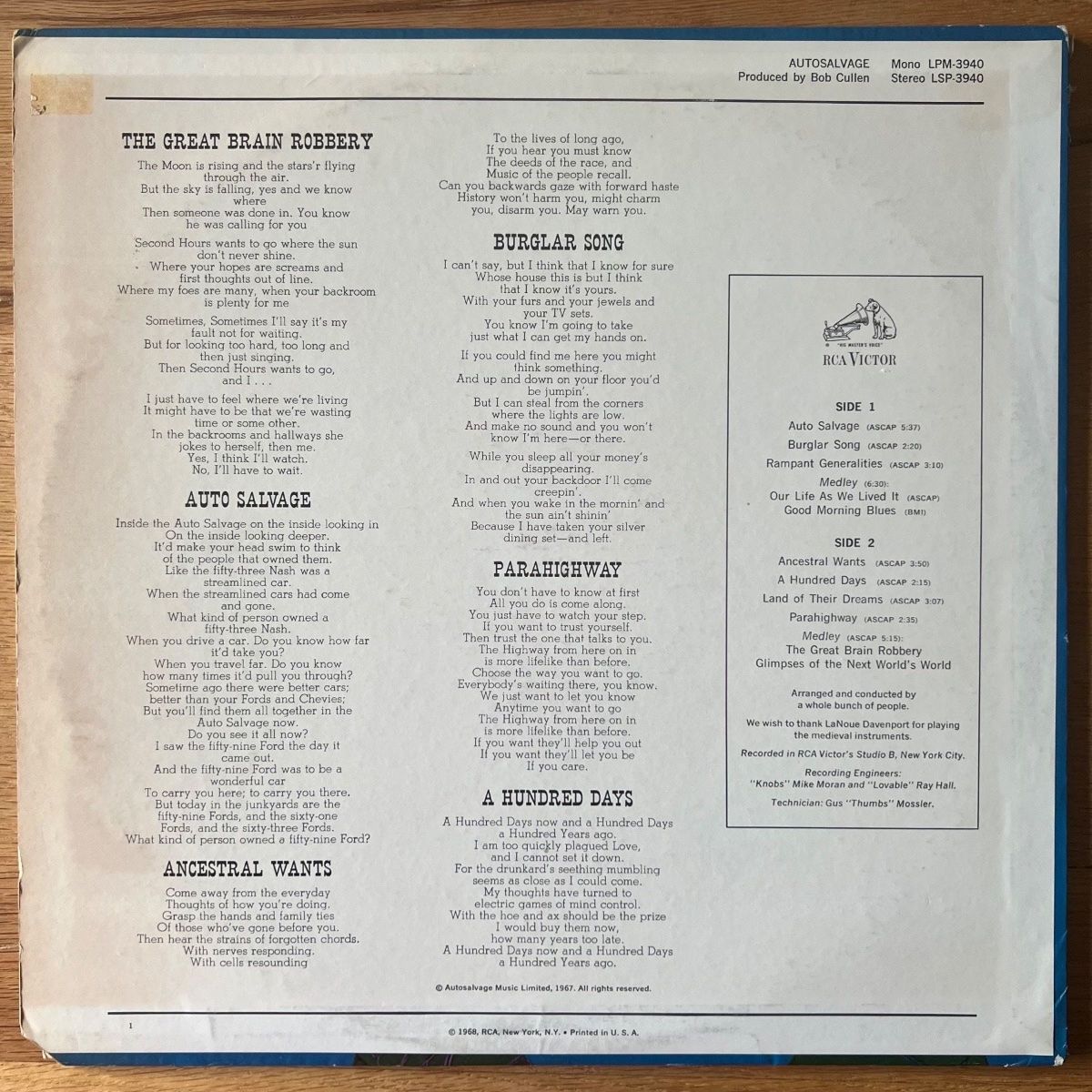 Autosalvage - Same / 1. US-Press. 1968 - (M-/VG+)