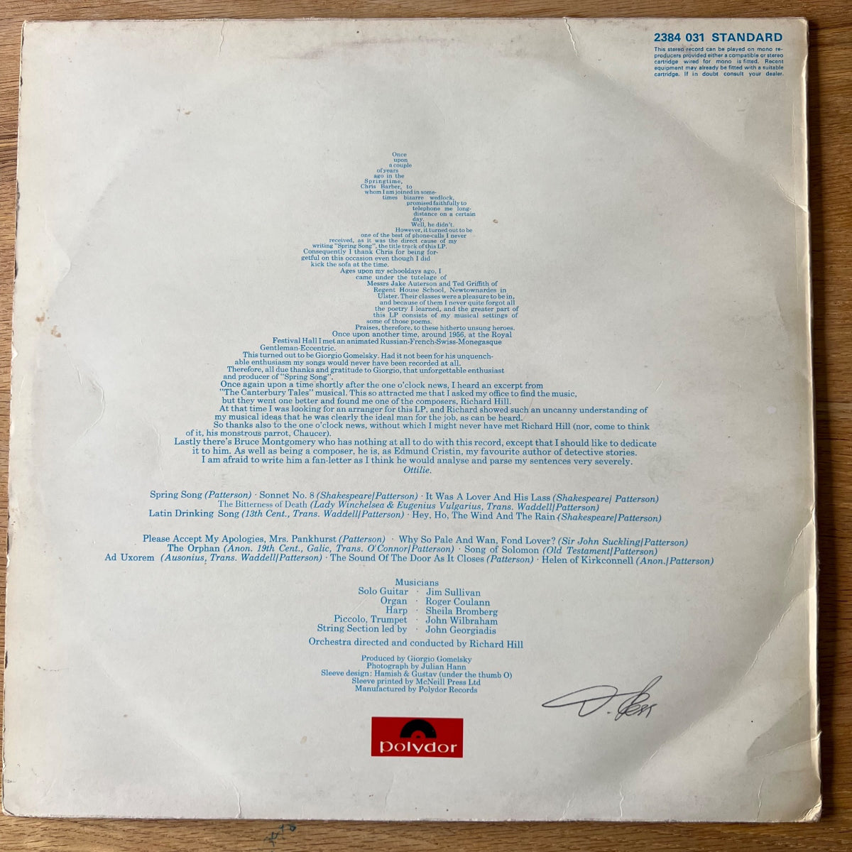 Ottilie Patterson - Spring Song / 1st UK Press. 1971 - (VG++/VG+)