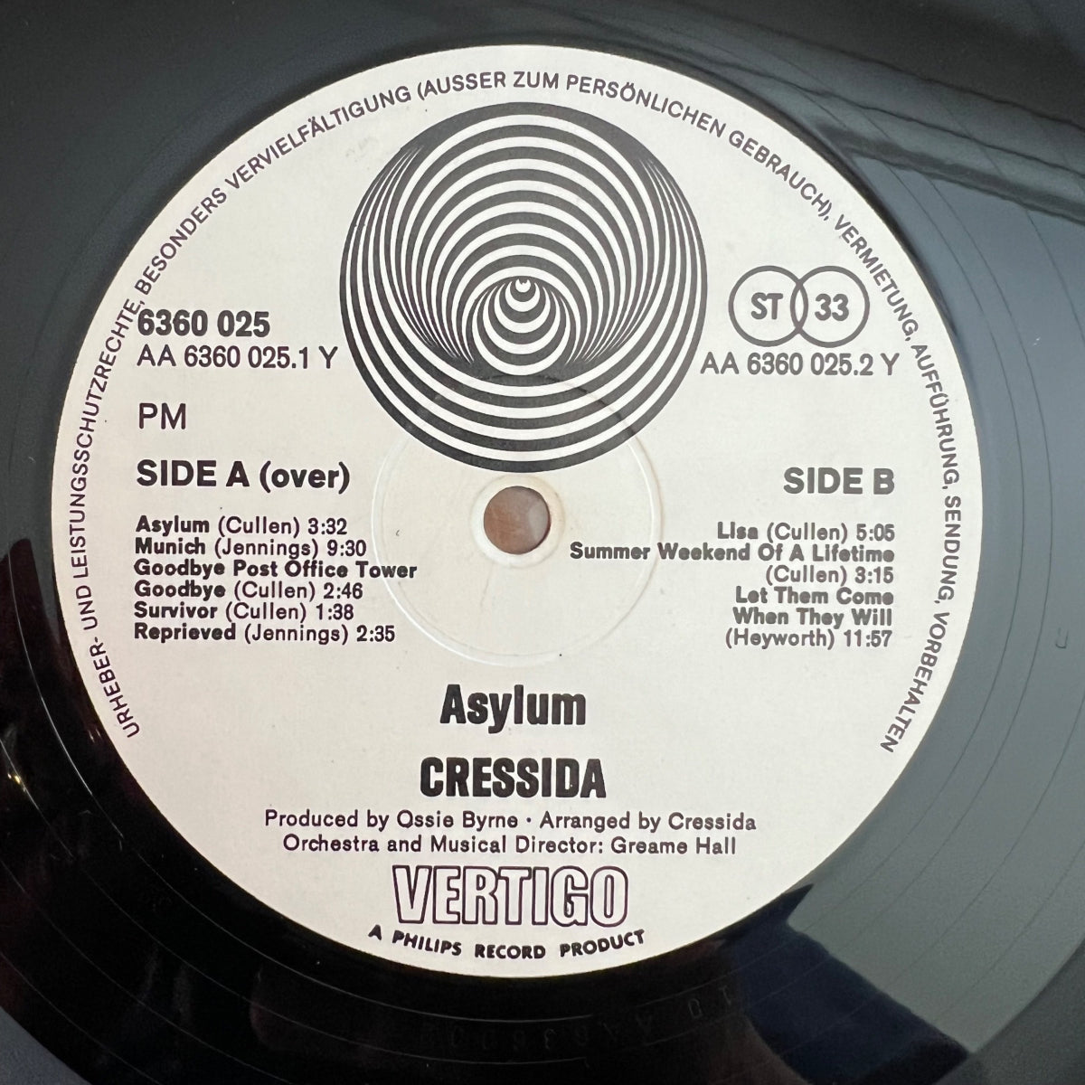 Cressida - Asile / 1. D-Press. 1971 - (M-/VG++)