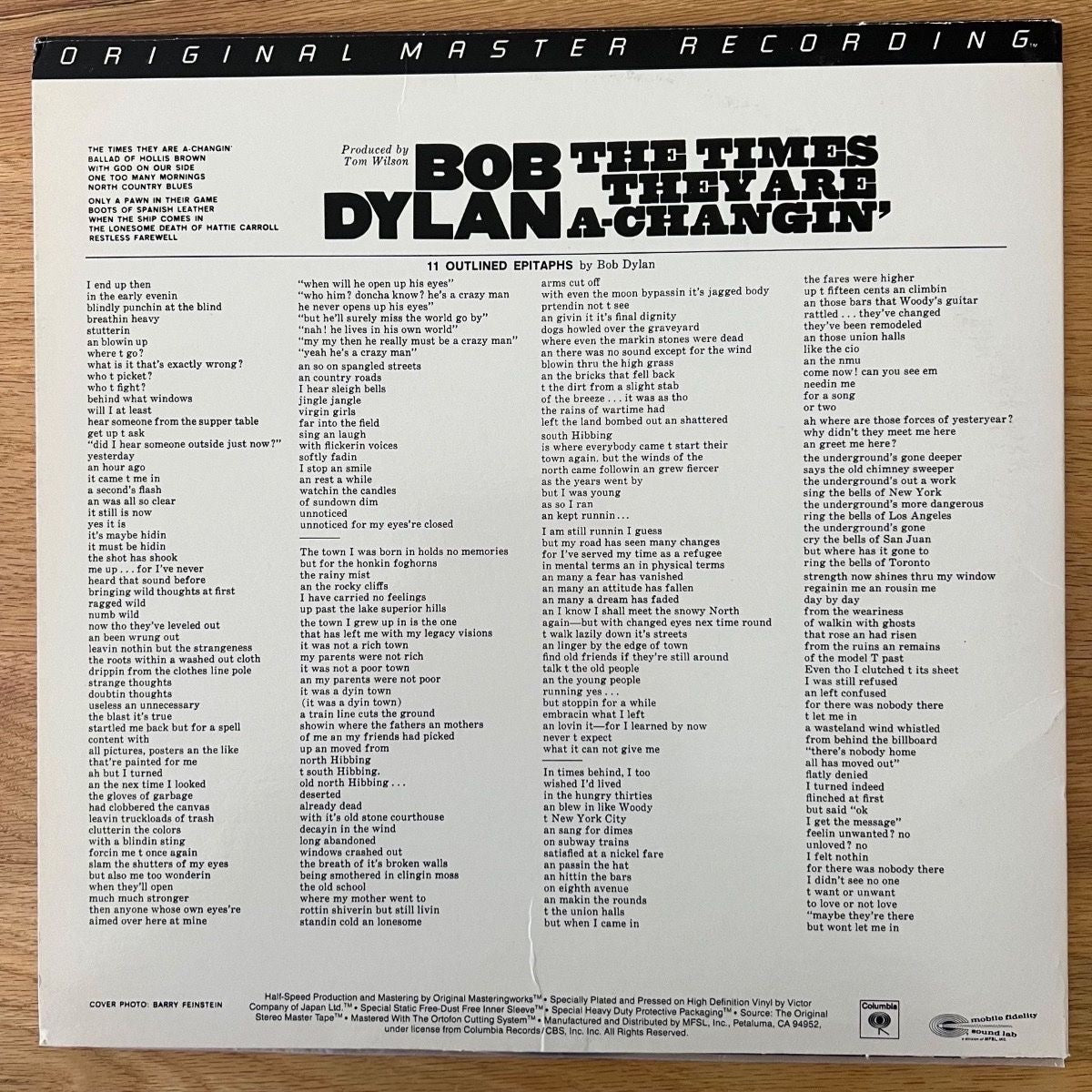 Bob Dylan - The Times They Are A-Changin' / Audiophile MFSL 1983 - (M-/M-)