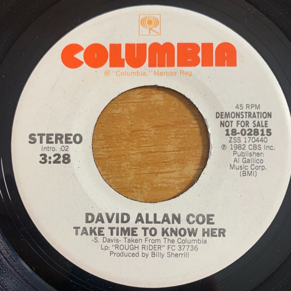David Allan Coe - Take Time To Know Her / US-Promo 1982 - (M-/Neutral)