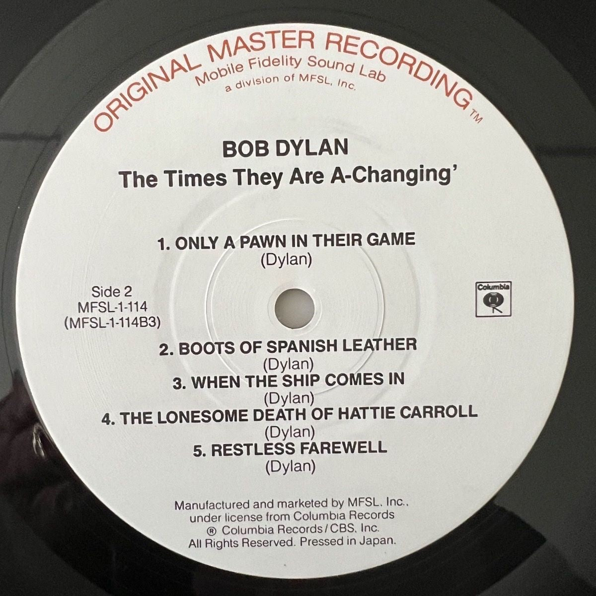 Bob Dylan - The Times They Are A-Changin' / Audiophile MFSL 1983 - (M-/M-)