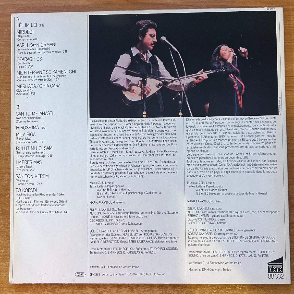 Maria Farantouri, Zülfü Livaneli - Ensemble / 1. D-Press. 1983 - (M-/VG+)