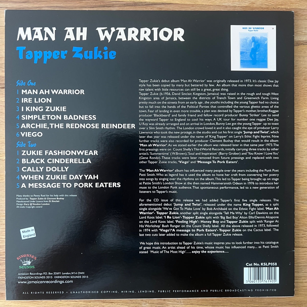 Tapper Zukie - Man Ah Warrior / Presses britanniques. 2015 - (M-/M-)
