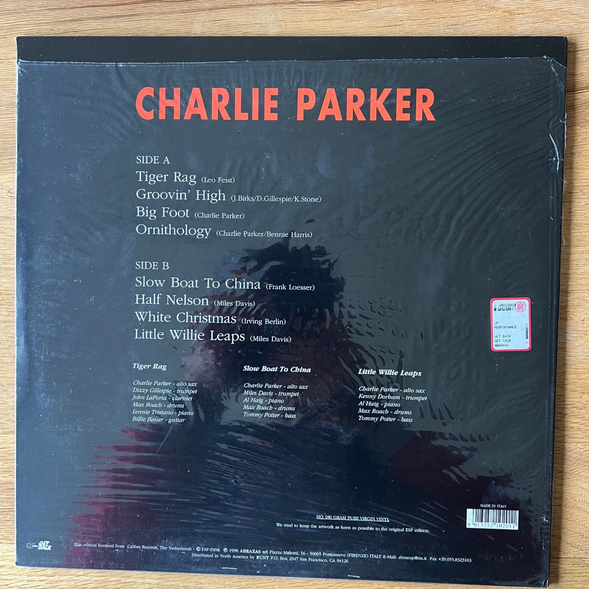 Charlie Parker - Live Performances / US Press. 1998 - 180gr HQ Vinyl - (Mint)