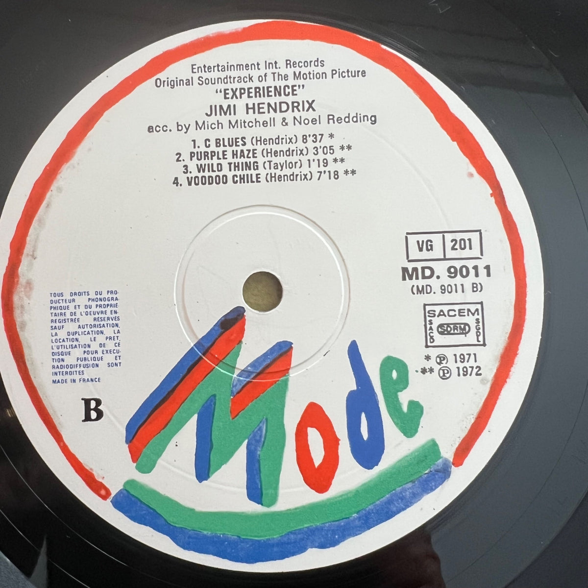 Jimi Hendrix - Experience Soundtrack / 1. France-Press. 1979 - (M-/VG+)