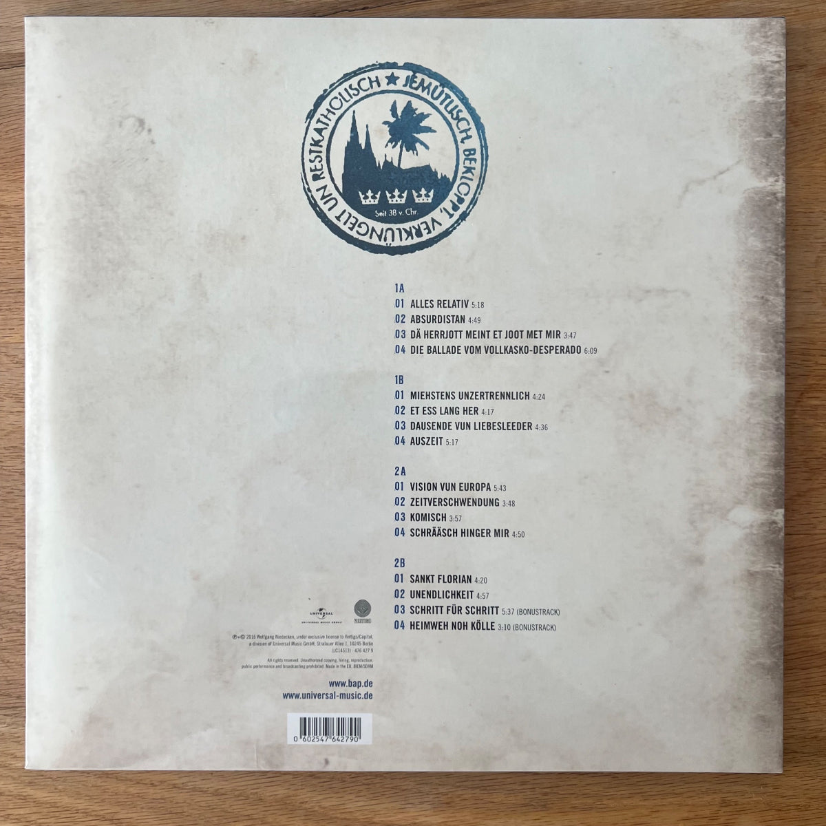 Niedeckens Bap - Lebenslänglich / 2 LP - 1. EU-Press. 2016 - (Mint & Sealed)