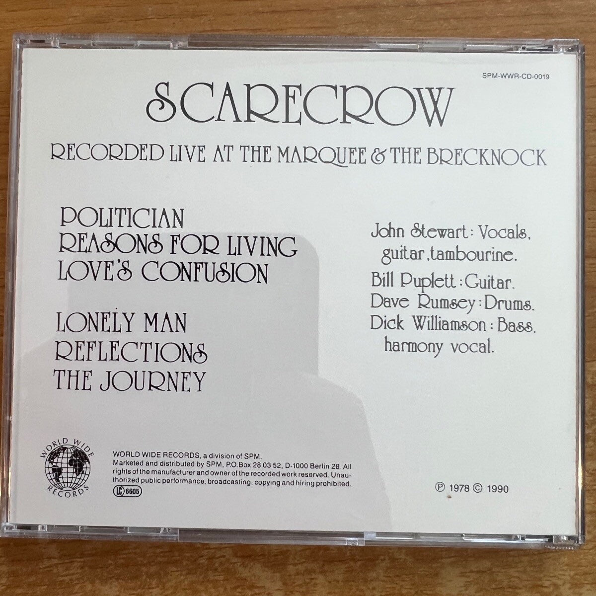 Scarecrow - Live // CD - 1st German Pres. 1990 on CD - (M-/M-)
