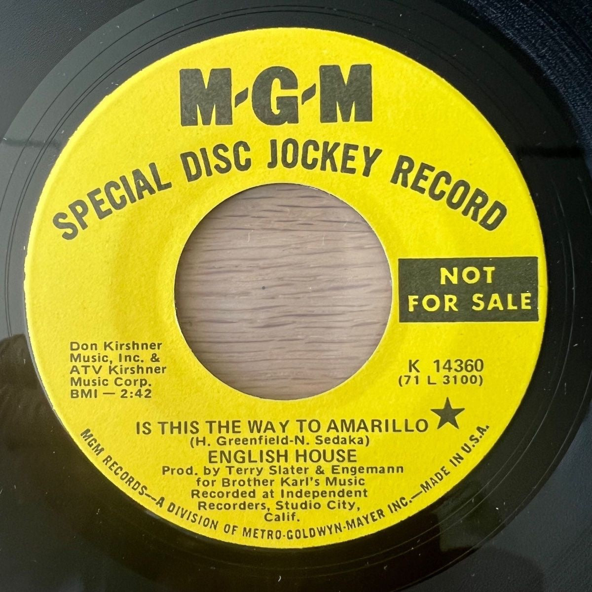 English House - Is This The Way To Amarillo / Promo US 1971 - (M-/Neutre)