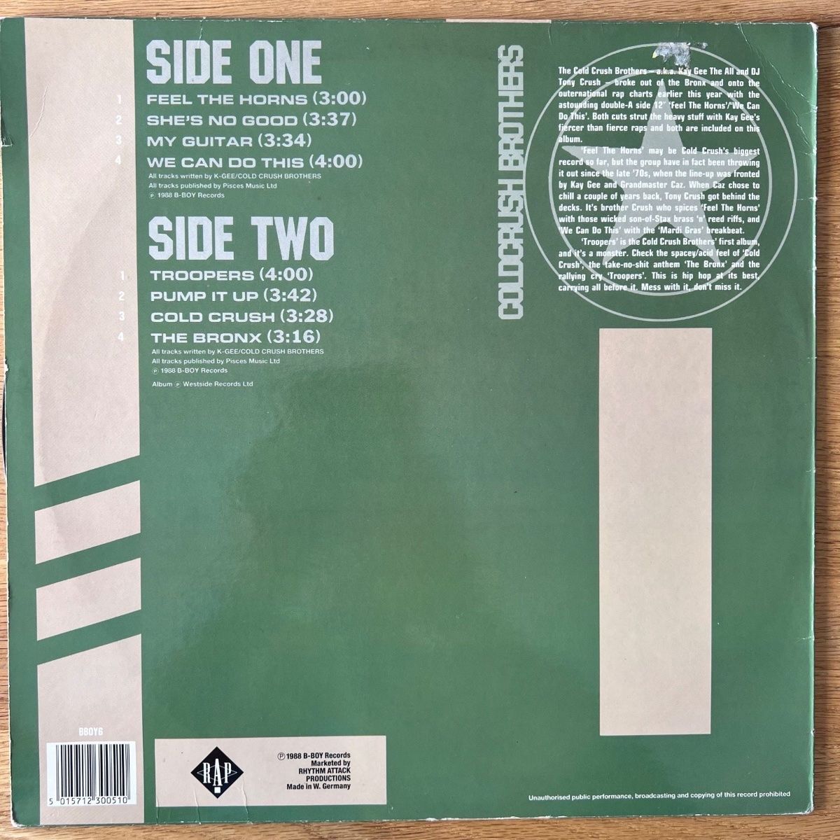 Cold Crush Brothers - Troopers / 1. D-Press. 1988 - (VG+/VG+)