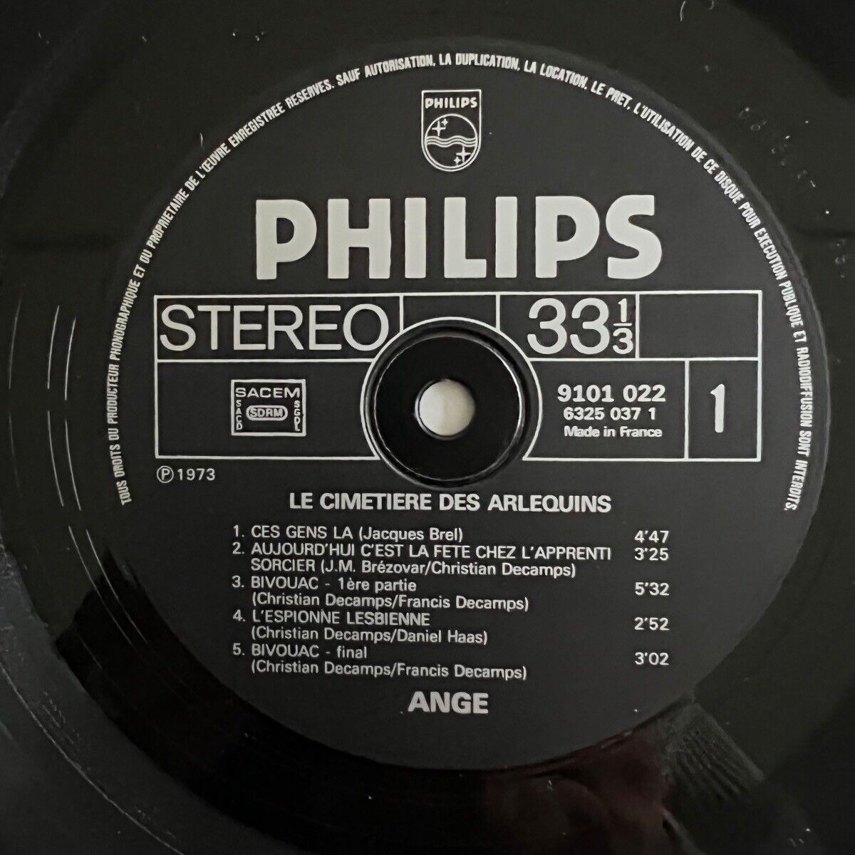 Ange - Le Cimetière Des Arlequins / 1. French-Press. 1973 - (VG++/M-)