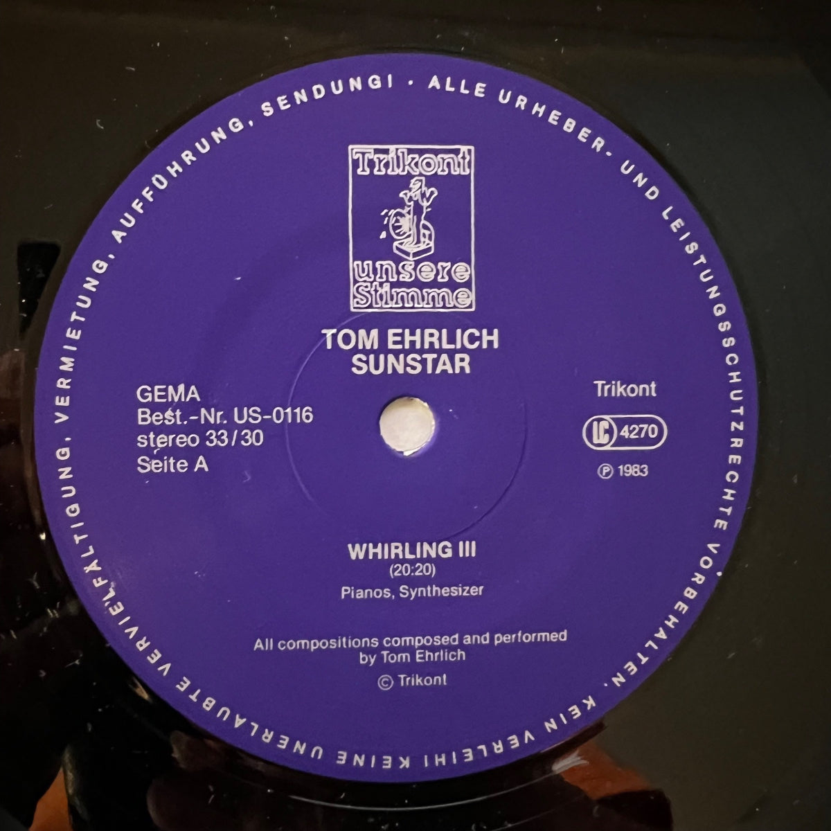 Tom Ehrlich - Sunstar / 1. D-Press. 1983 - (M-/VG++)