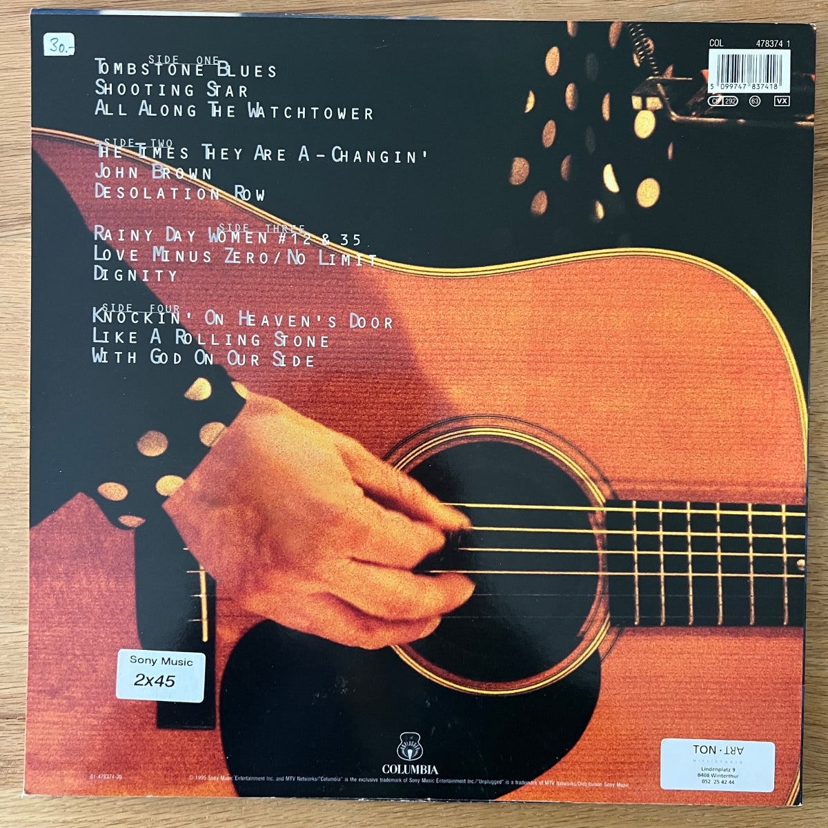 Bob Dylan - MTV Unplugged / 2 LP - 1er pressage néerlandais. 1995 - TOP