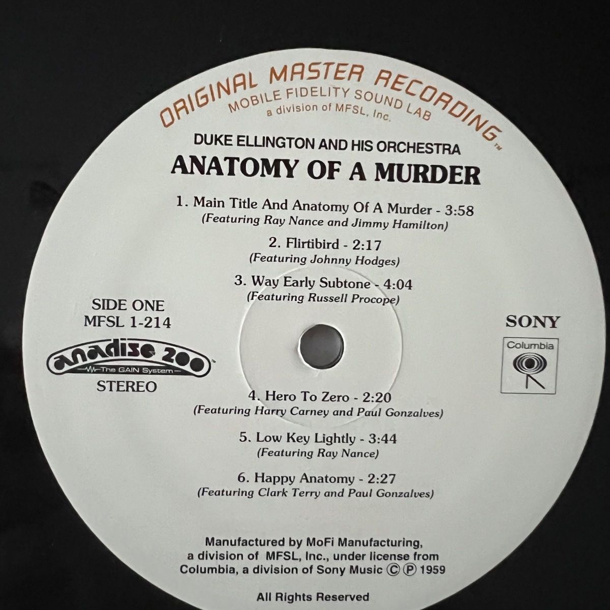 Duke Ellington - Anatomy Of A Murder / Audiophile MFSL 1995 - (M-/M-)