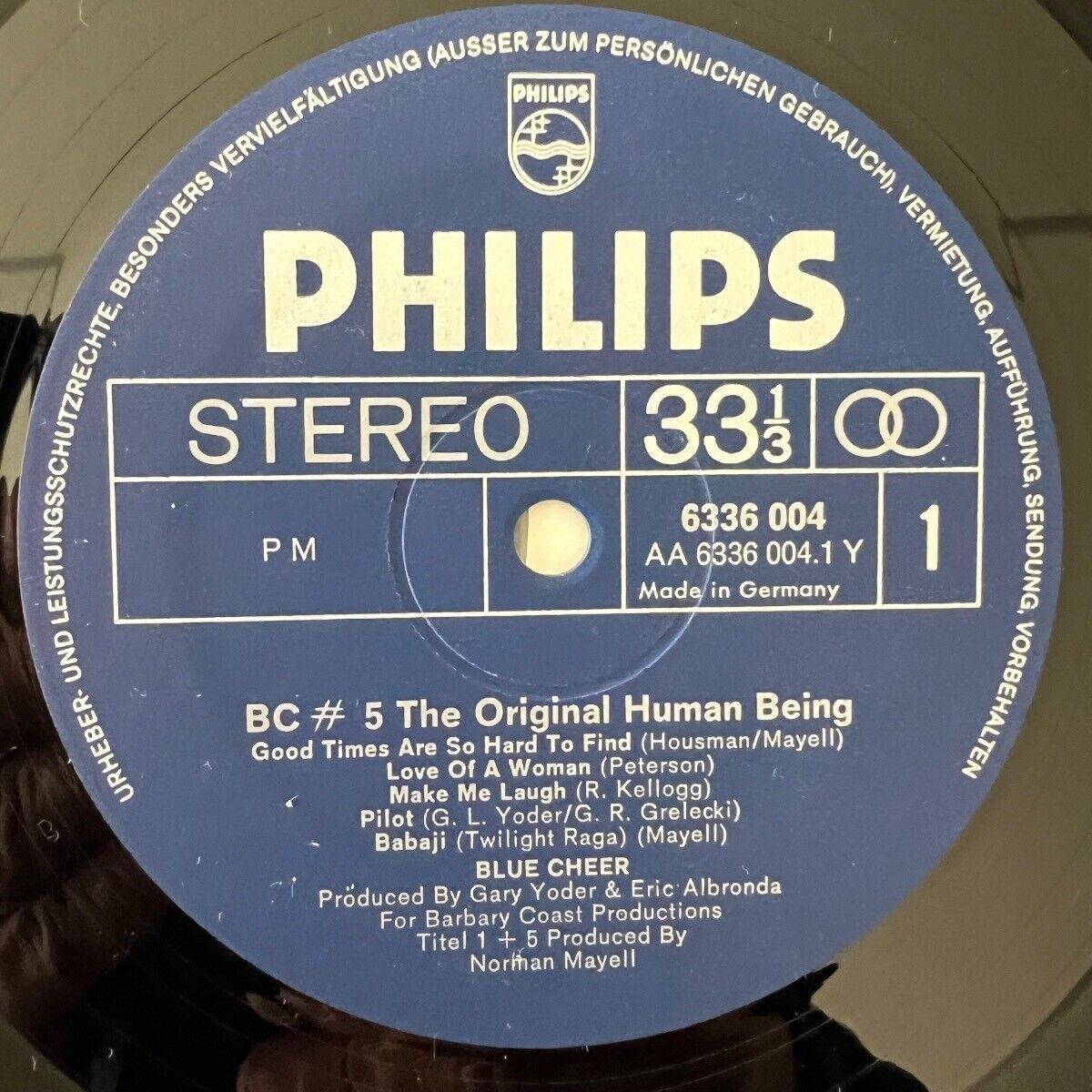 Blue Cheer - BC #5 The Original Human Being / 1. D-Press. 1970 - (VG++/VG+)