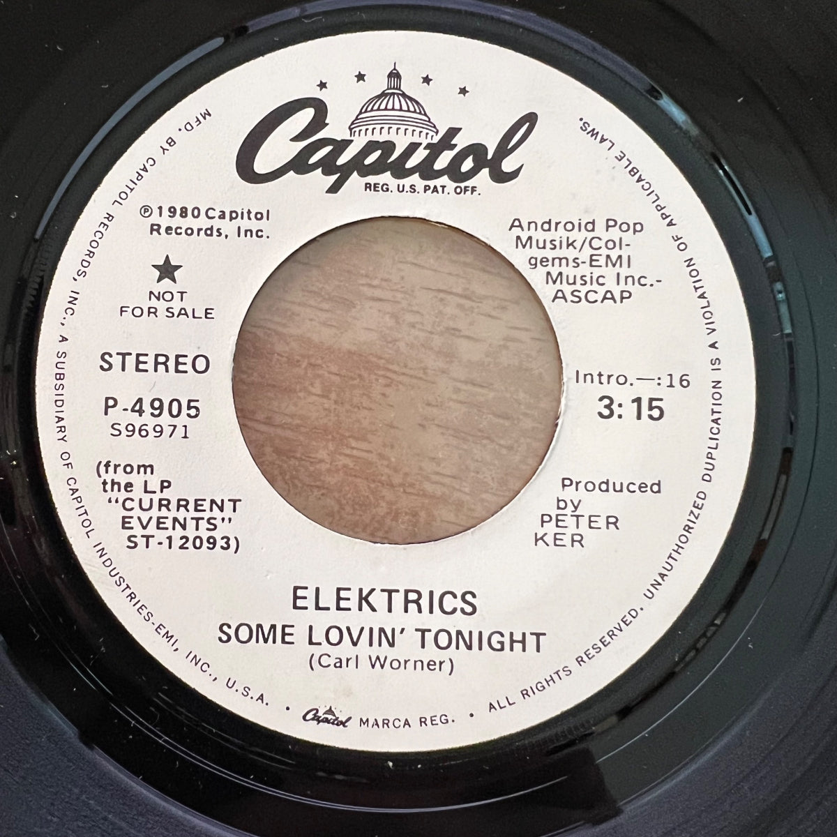 Electrics - Some Lovin' Tonight / Pressage américain. 1980 - (M-/Neutre)