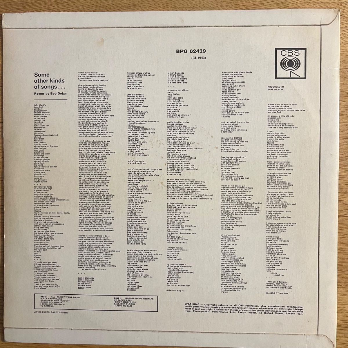 Bob Dylan - Another Side Of Bob Dylan / 1. UK-Press. 1964 - Mono - (M-/VG+)