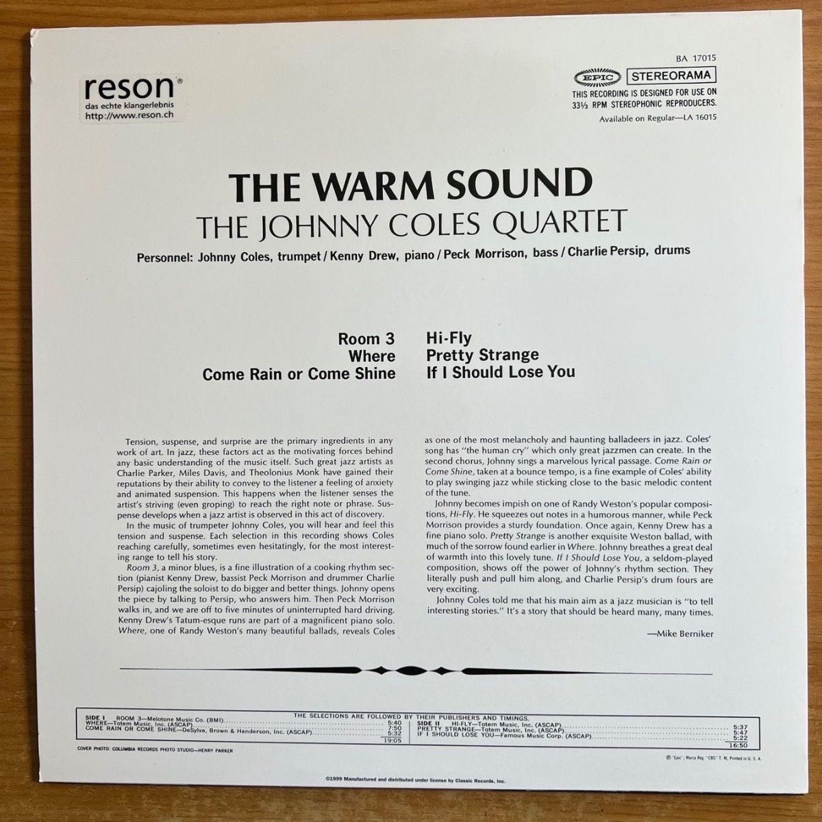 Johnny Coles Quartet - The Warm Sound / US-Press. 1999 - (M-/M-)