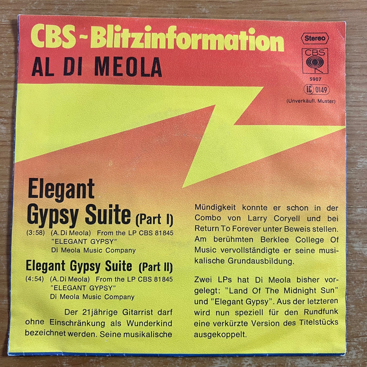 Al Di Meola - Elegant Gipste Suite / D-Promo 1977 - (M-/VG++)