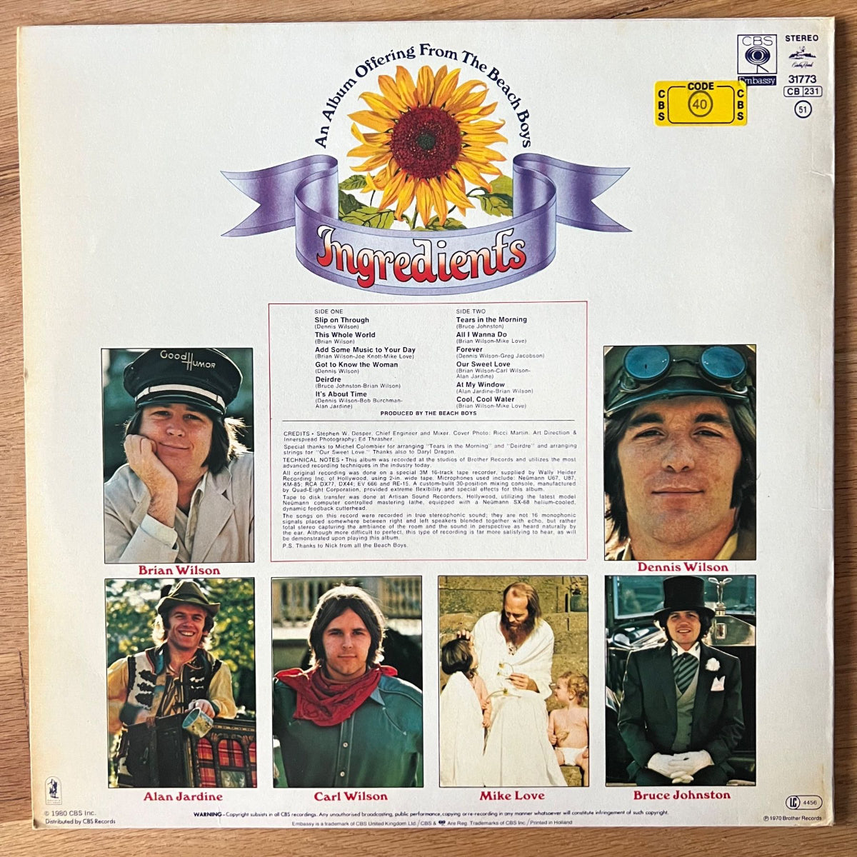 Beach Boys - Sunflower / NL-Press. 1980 - (M-/VG++)