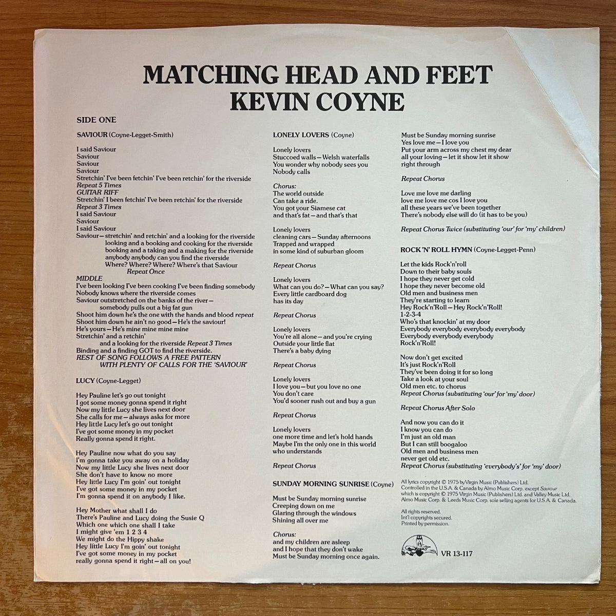 Kevin Coyne - Matching head And Feet / 1. US-Press. 1975 - (M-/VG++)