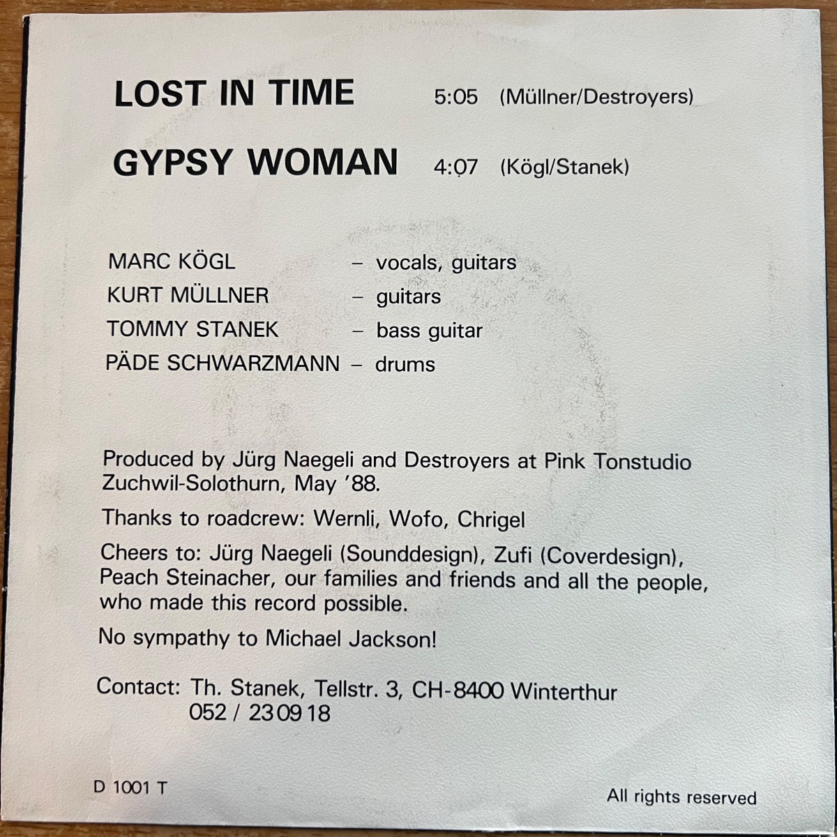 Destroyers - Lost In Time / 1. Swiss-Press. 1988 - (M-/VG++)