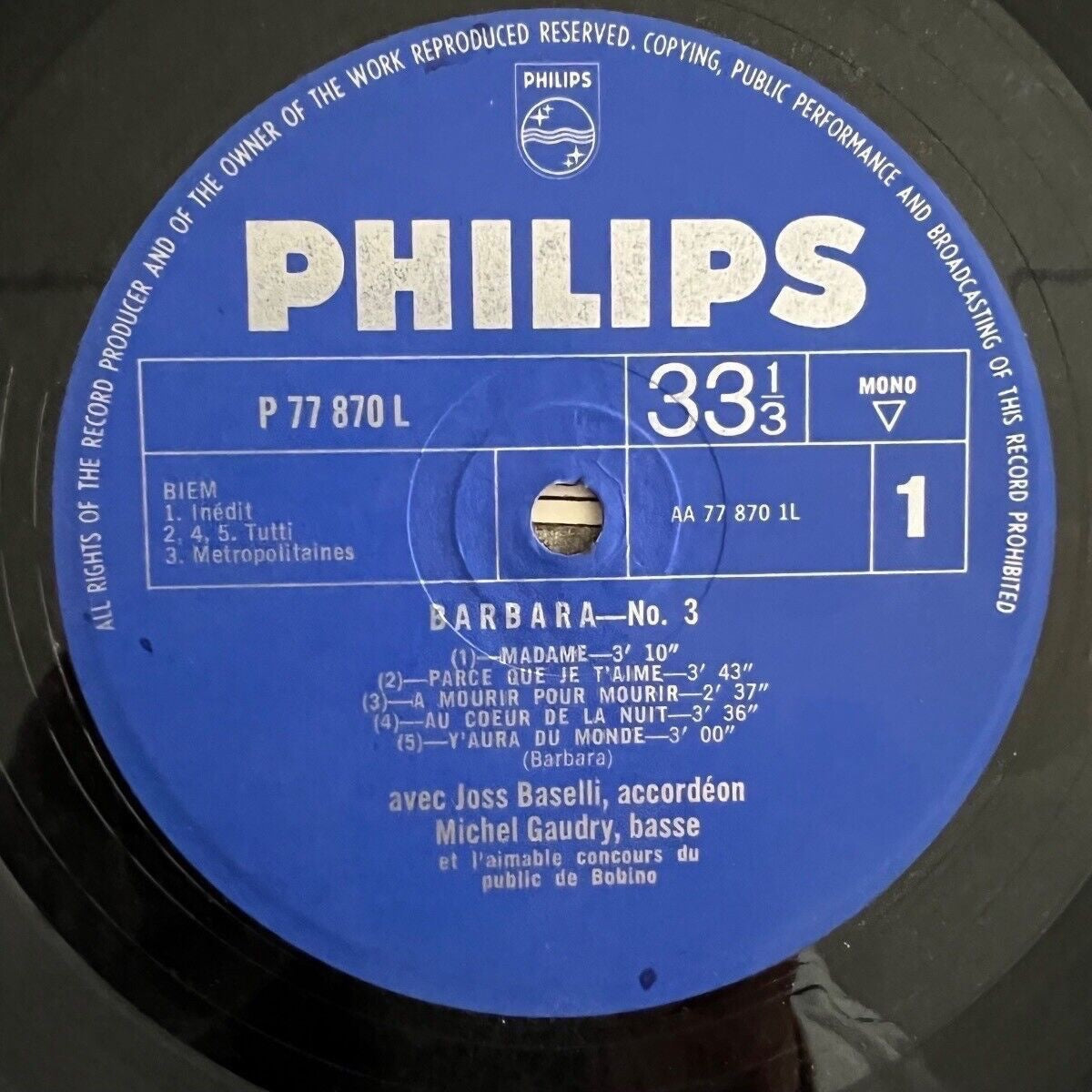 Barbara - A Bobino 1967 / 1st Swiss Pressing 1967 - Mono - (VG++/VG++)