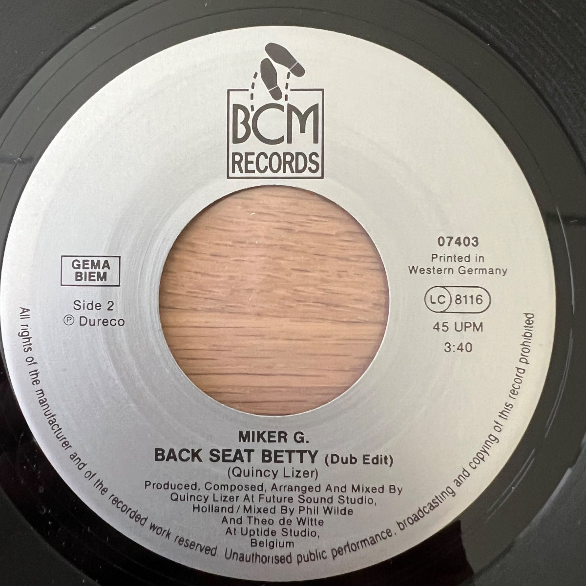 Miker G. - Backseat Betty / 1. EU-Press. 1990 - (VG++/VG++)