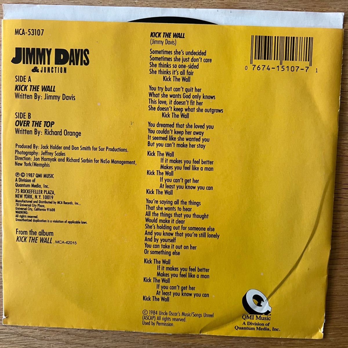 Jimmy Davis & Junction - Kick The Wall / 1. US-Press. 1987 - (M-/VG++)