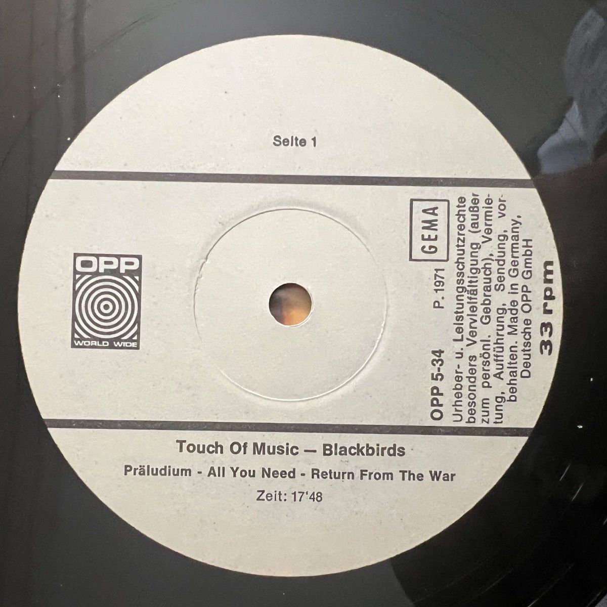 Blackbirds - Touch Of Music / 1. D.Press. 1971 - (VG++/VG++)
