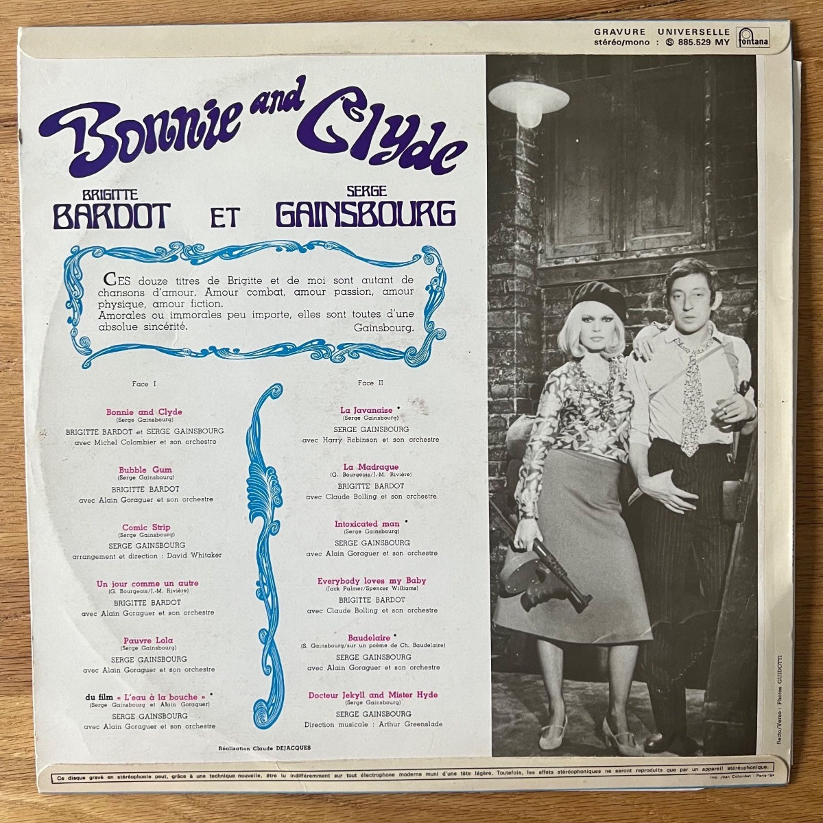 Brigitte Bardot et Serge Gainsbourg - Bonnie And Clyde / 1. Swiss-Press. 1968 - (M-/VG++)