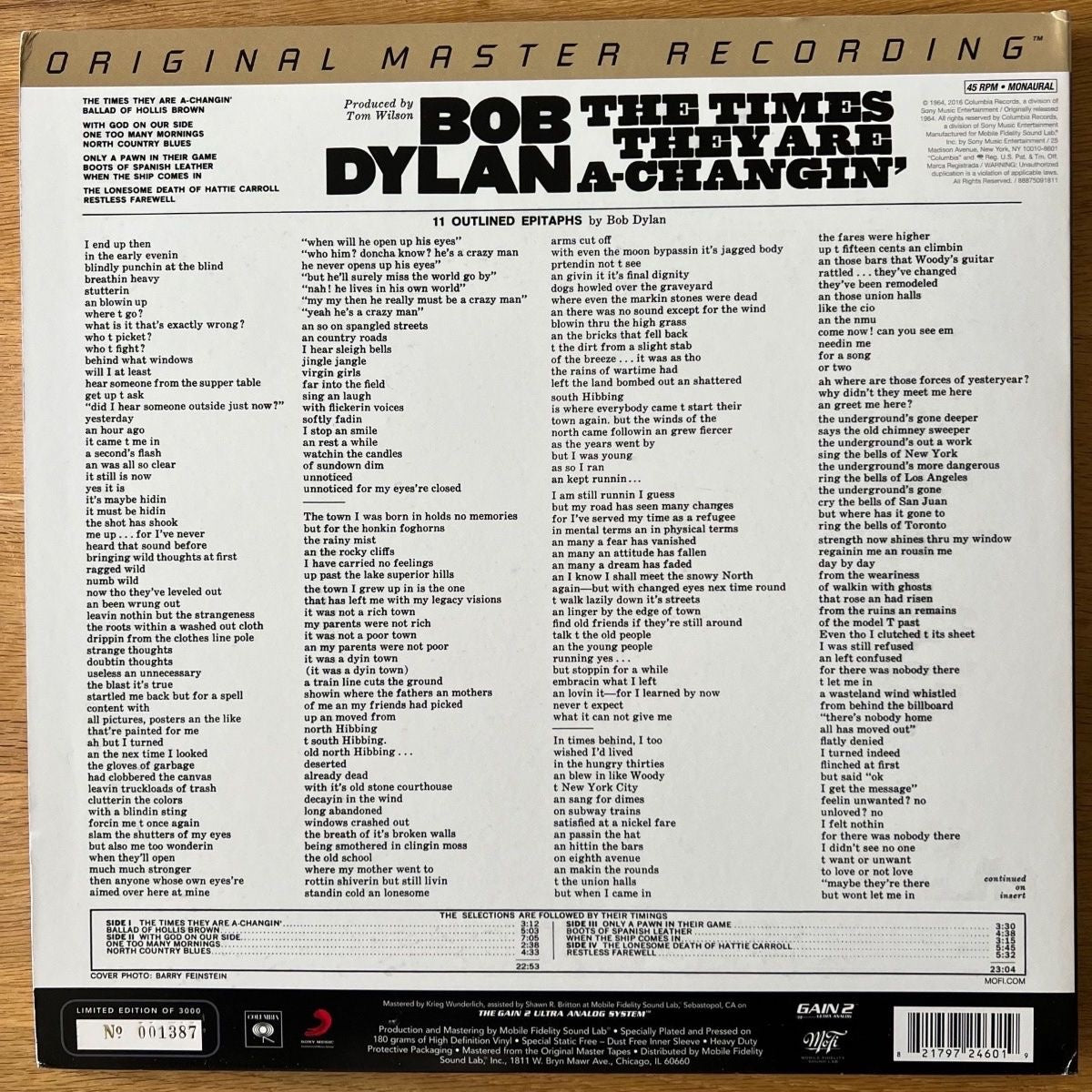 Bob Dylan - The Time They Are... / 2 LP - Audiophile MFSL 2014 - (Mint/M-)