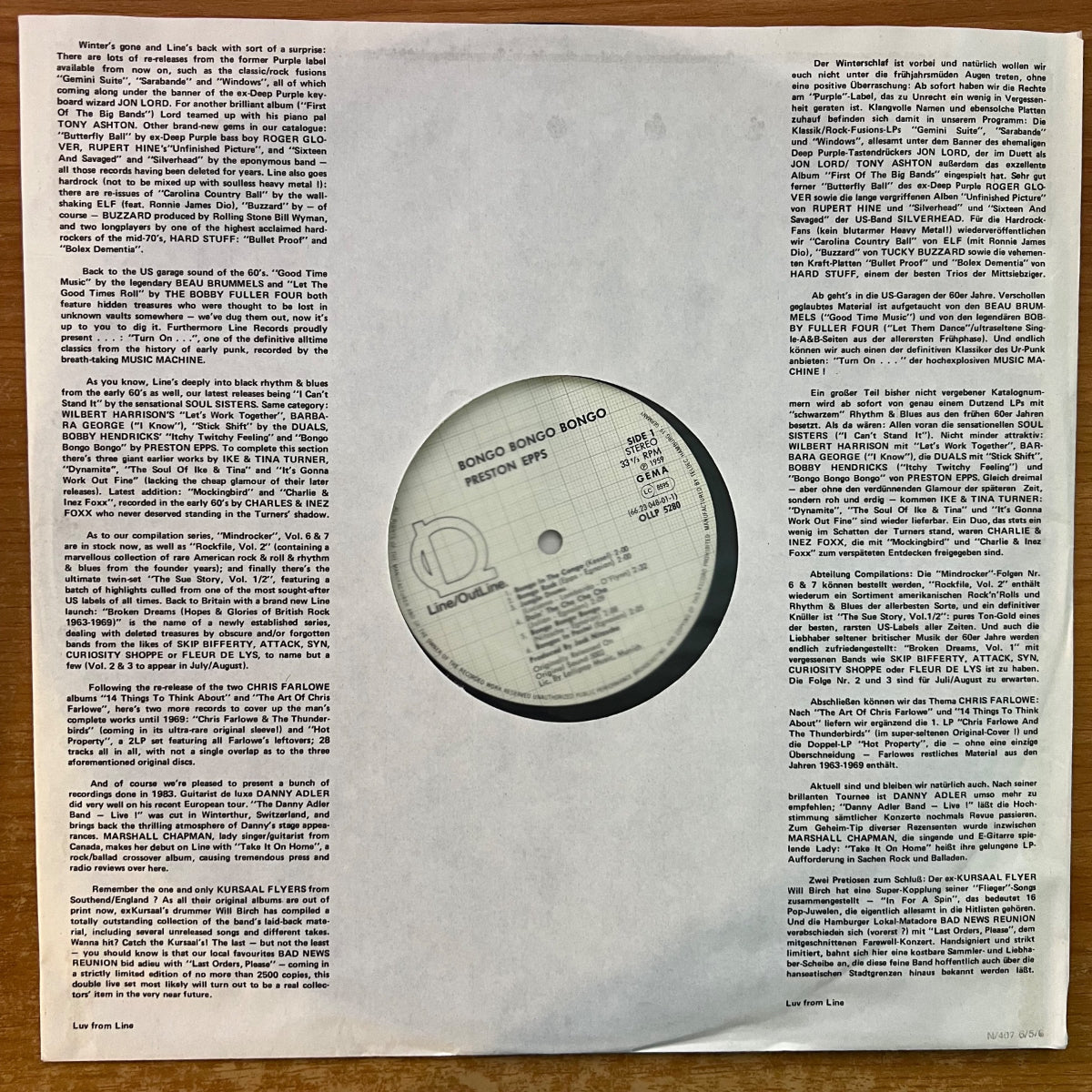 Preston Epps - Bongo Bongo Bongo / D-Press. 1983 - (M-/M-)