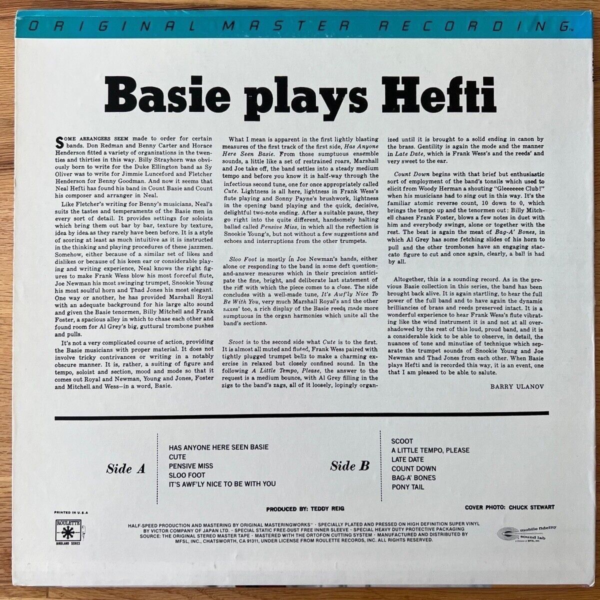 Count Basie - Basie Plays Booklets / Audiophile MFSL 1980 -(VG+/M-)