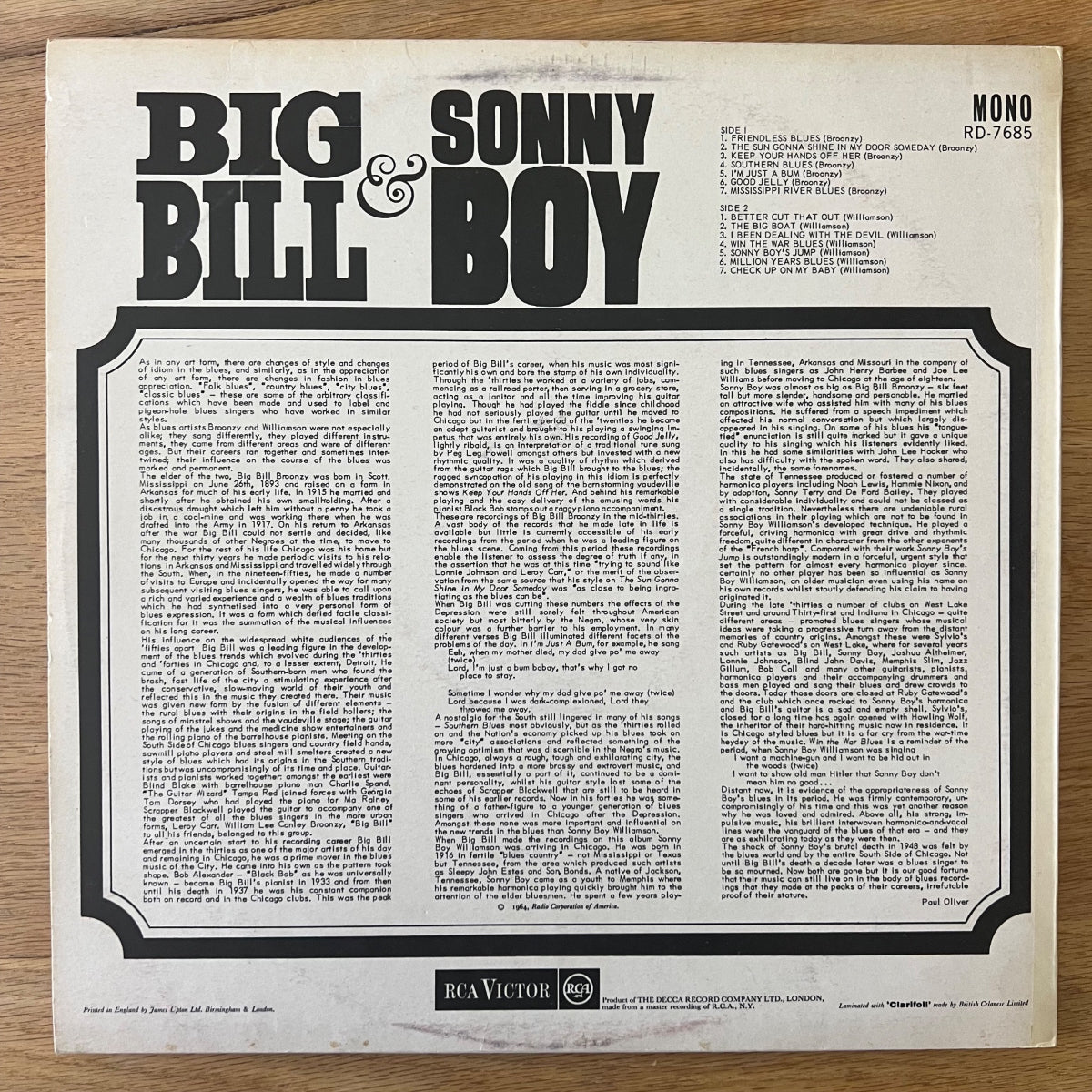 Big Bill Broonzy & Sonny Boy Williamson - Big Bill & Sonny Boy / 1st UK Press. 1964 - Mono - (M-/VG++)