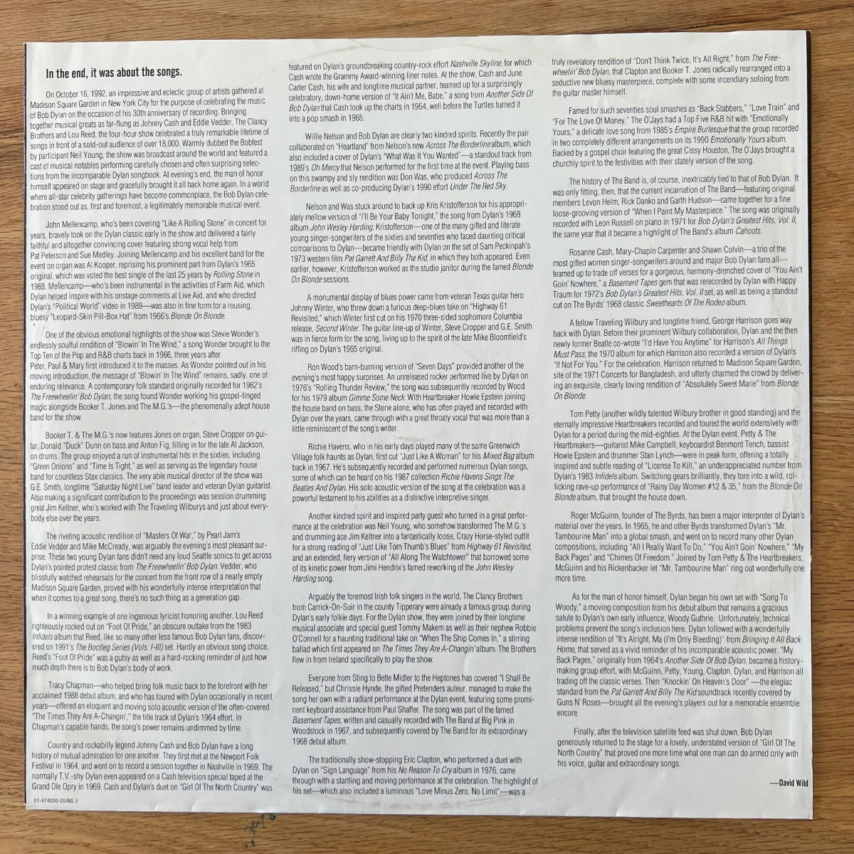 Bob Dylan - Le concert du 30e anniversaire.../3 LP - 1ère édition européenne. 1993 - (M-/M-)