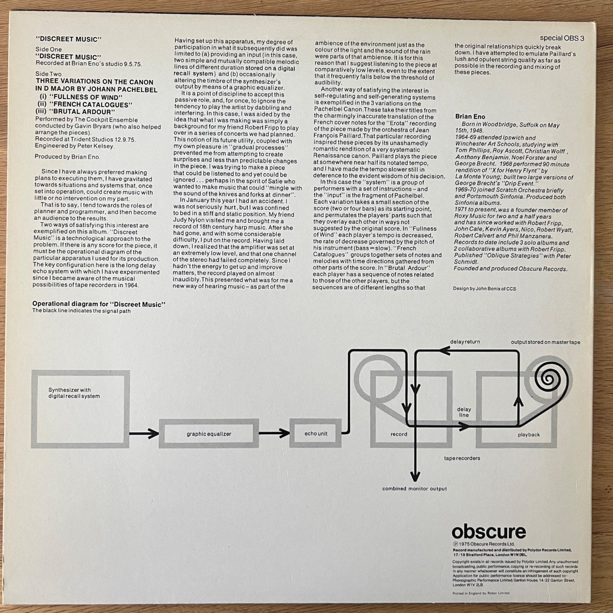 Brian Eno - Discreet Music / UK Press. 1978 - (M-/VG++)