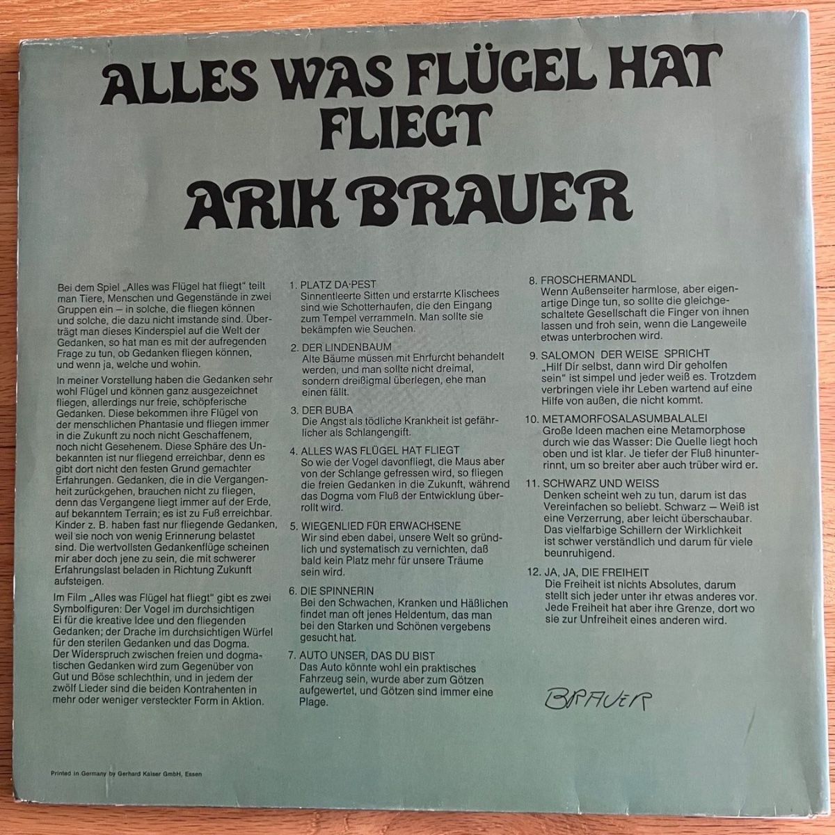 Arik Brauer - Alles Was Flügel Hat / Swiss-Press. 1975 - (M-/VG++)