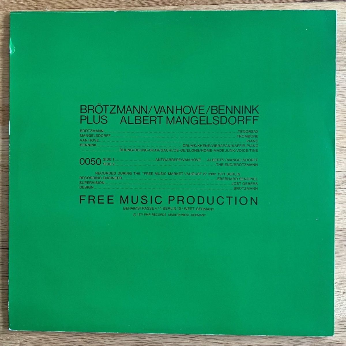 Brötzmann, Van Hove, Bennink & Albert Mangelsdorff - The End / D-Press. RE from 1971 - (M-/VG++)