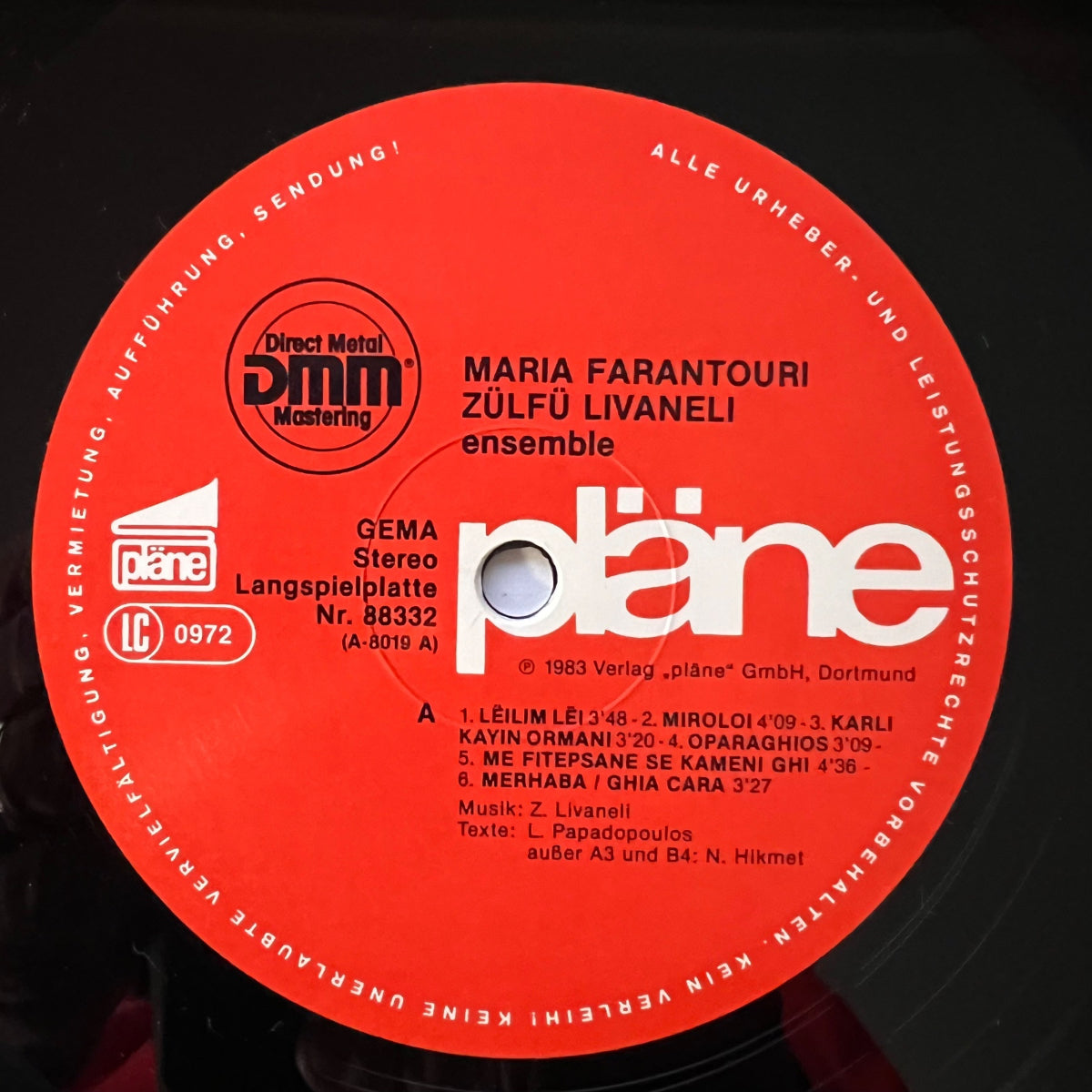 Maria Farantouri, Zülfü Livaneli - Ensemble / 1. D-Press. 1983 - (M-/VG+)